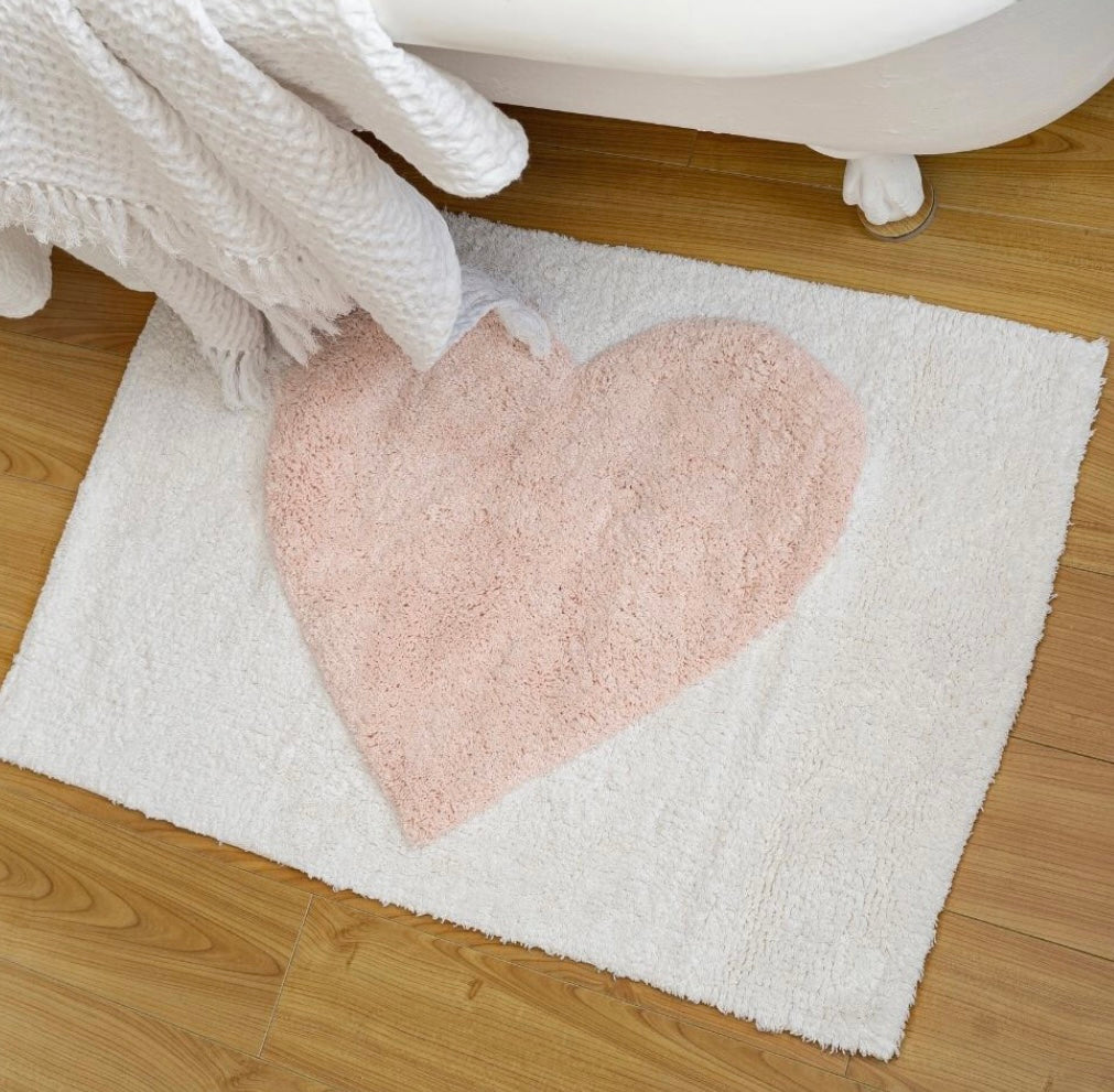 ‘Heart’ Bath Mat Rustic Rose Lifestyle
