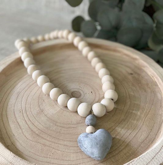 Grey Heart Stone Prayer Beads