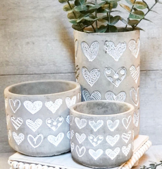 Grey Heart Planter - medium