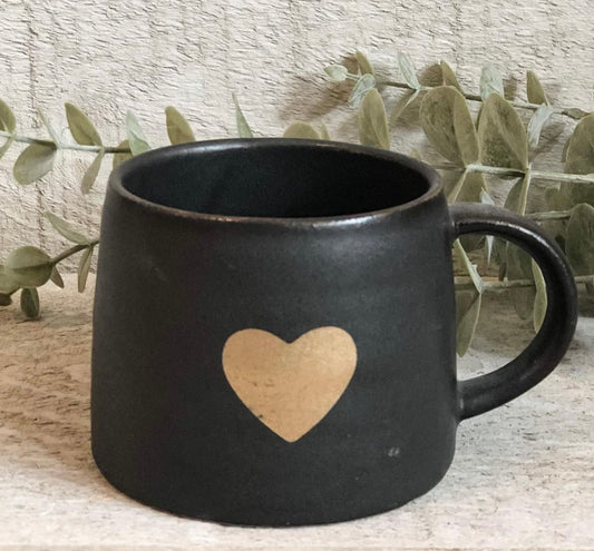 Heart Stoneware Mug - Black